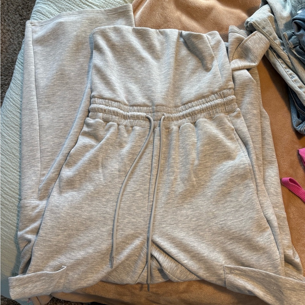 White Birch Gray sleeveless solid knit jumpsuit